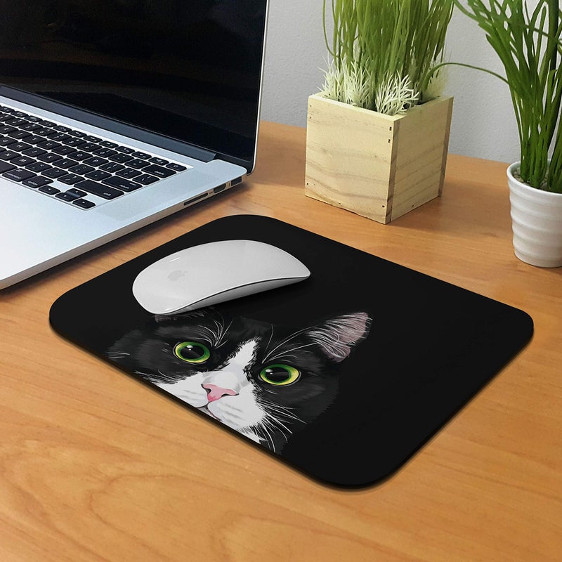 WIRESTER Non-Slip Rectangle Mousepad, Black White Tuxedo Cat Mouse Pad for Home, Office and Gaming Desk - Image 5